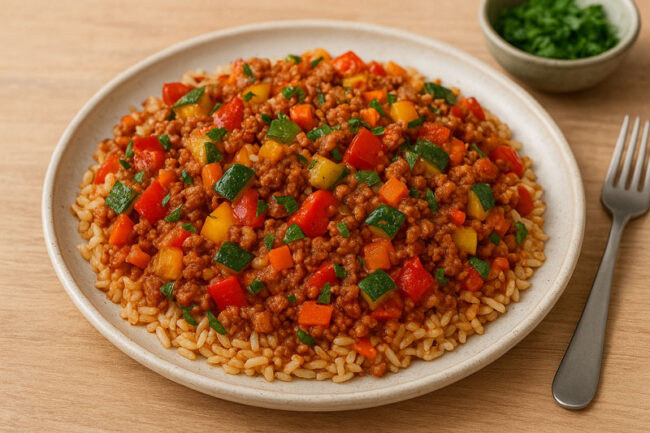 Hackfleisch Reispfanne